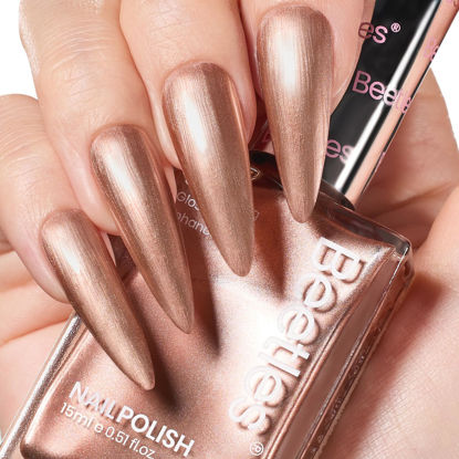 Picture of Beetles Glitter Nail Polish 1Pcs 15ml Nail Polish-Fast Drying & Long Lasting Nail Polish Bronzer Gold Nail Lacquer Finish Nail Art Design for Women