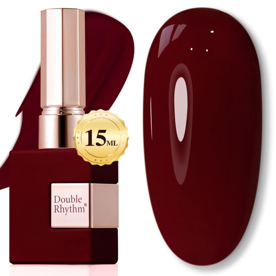 Picture of Double Rhythm Translucent Gel Polish Sheer Neutral Natural Light Milky Same Color Same Bottle 15ML Jelly UV Nail Polish Nail Art DIY at Home (Dark Burgundy-A1487)