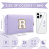 Picture of Personalized Makeup Bag Initial A-Z Preppy Patch Bag,Small PU Leather Travel Cosmetic Bag Pouch with Zipper,White Cute Toiletry Bag,Valentines Day Gifts Ideal for Teen Girls Women Friend Mom,Latter R