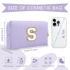 Picture of Personalized Makeup Bag Initial A-Z Preppy Patch Bag,Small PU Leather Travel Cosmetic Bag Pouch with Zipper,White Cute Toiletry Bag,Valentines Day Gifts Ideal for Teen Girls Women Friend Mom,Latter S