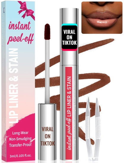 Picture of iMethod Lip Stain - Lip Liner Stain, Peel Off Lip Stain with Tweezer, Natural Long Lasting Lip Stain Peel Off, Waterproof, Easy to Use, Stay On All Day, Coffee