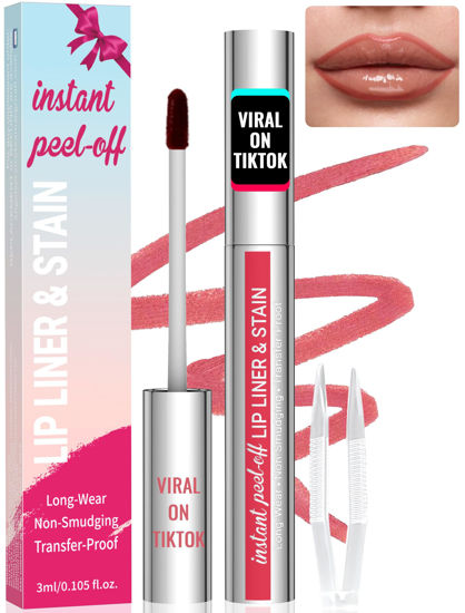 Picture of iMethod Lip Stain - Lip Liner Stain, Peel Off Lip Stain with Tweezer, Natural Long Lasting Lip Stain Peel Off, Waterproof, Easy to Use, Stay On All Day, Nude Pink