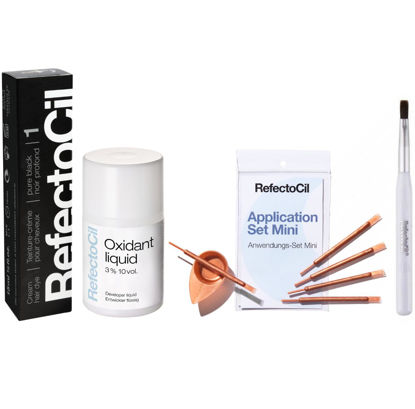 Picture of RefectoCil Black (#1) Hair Tinting Kit Includes Cream Hair Dye + Application Set & Mixing Dish
