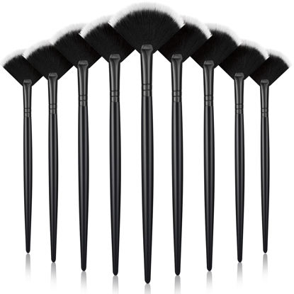Picture of Maitys 9 Pieces Facial Brushes Fan Mask Brushes, Soft Facial Applicator Brushes Tools for Peel Glycolic Mask Makeup for Mud Cream (Full Black)