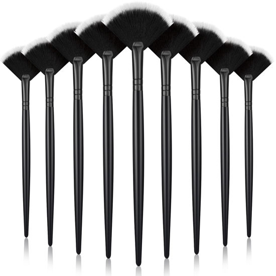 Picture of Maitys 9 Pieces Facial Brushes Fan Mask Brushes, Soft Facial Applicator Brushes Tools for Peel Glycolic Mask Makeup for Mud Cream (Full Black)