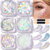 Picture of Teenitor Face Glitter Body Glitter, Clear White Body Glitter Gel, Hair Glitter Gel, 6 Shapes Rave Glitter, Mermaid Sequins Makeup Glitters Face Paint, Chunky Sparkling Glitter Gel for Women