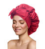 Picture of Satin Bonnet Silk Bonnet Hair Bonnet for Sleeping Large Bonnets with Tie Band Hair Wrap with Adjustable Straps Hair Cap Night Sleep Caps for Women Curly Braid Hair Wine Red