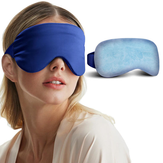 Picture of Cooling Eye Mask for Puffy Eyes - FSA HSA Eligible, Cold Eye Masks for Puffiness, Weighted Gel Eye Mask for Sleep, Reusable Ice Eye Mask for Dark Circles Migraines and Headache (Blue)