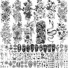 Picture of COKTAK 59 Sheets Sexy 3D Rose Flower Temporary Tattoos For Women Girls Arm Neck, Snake Floral Sunflower Leaf Peony Fake Tattoo Sticker Adult, Black Realistic Temp Tatoos Moon Dandelion Butterfly Thigh