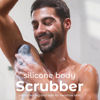 Picture of MainBasics Exfoliating Silicone Body Scrubber Pro 2-in-1 Shower Scrubber for Body, Silicone Loofah and Scalp Massager (Dark Blue, Body + Scalp)