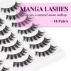Picture of Losha Lashes Spiky Manga Lashes 14 Pairs Wispy False Eyelashes 8D Soft Anime Eye Lashes Natural Fluffy Asian Fake Eyelashes (Manga-14P)