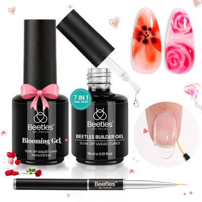 Picture of Beetles Builder Gel Nail and Blooming Gel Set- Nail Art Polish for Spreading Effect Marble Stone Builder Extension Nail Gel, Soak Off LED Nail Lamp Gel DIY Manicure Gifts for Women, 2 Pcs 15ml