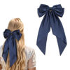 Picture of Satin Bow Barrettes and Long Ribbon Navy Hair Pins for Girls and Women - Party Hair Accessories with Bowknot Hairpins