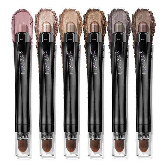 Picture of LUXAZA PRO Neutral Eyeshadow Stick Makeup Set, Metallic Shimmer Matte Cream Eye Shadow Eyeliner Brightener Pencil Crayon - Classic 6PCS A016