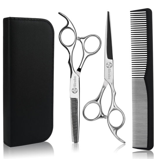 Picture of Hair Cutting Scissors Thinning Shears Kit, 6.5 inch Professional Haircut Scissors for Beard Trimming Shaping with Comb Case, Hairdressing Shears Set