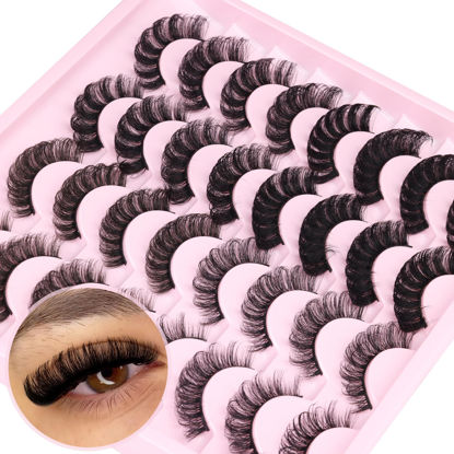 Picture of Russian Strip Lashes D Curl False Eyelashes Wispy 4 Styles Fake Eyelashes Natural Russian Eyelashes Fluffy Mink Lashes that Look Like Extensions 16 Pairs ALICROWN