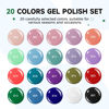 Picture of JODSONE Gel Nail Polish 20 Color Blue Red Matching Base Coat Glossy and Matte Top Coat 23 Bottles of 10ml Professional Nail Care Use