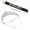 Picture of "Birthday Queen" Sash & Rhinestone Tiara Set COCIDE Black Birthday Gold Sash and Tiara for Women Birthday Decoration Kit Rhinestone Headband for Girl Glitter Crystal Hair Accessories for Party Cake Topper