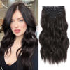 Picture of Fliace Clip in Hair Extensions, 6 PCS 1 6 Inch Hair Extensions Clip Ins, Dark Brown Long Wavy Hairpieces(16inch, 6pcs, Dark Brown)