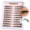 Picture of TOOCHUNAG Wispy Lash Clusters Natural Cluster Eyelash Extensions 3D Fairy Individual Lashes Clusters Eyelashes CD Curl Left&Right 7-15mm DIY Lash Extension at Home