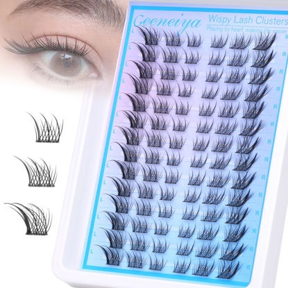 Picture of Manga Lash Clusters Fairy Cat Eye Lash Clusters Natural Fox Eye Eyelashes Clusters Wispy C Curl Cluster Eyelash Extensions Anime DIY Individual Lashes Natural Look by Geeneiya, Left and Right