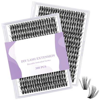 Picture of Manga Lash Clusters DIY Individual Lashes 40D-0.07D-17mm 300 PCS False Eyelash Cluster Volume Lashes Extension 30D 40D 50D D Curl Lash Clusters DIY lash Extensions (40D-0.07D,17mm)