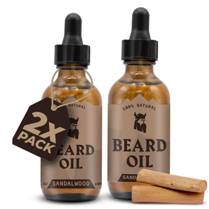 Picture of Striking Viking Scented Beard Oil Conditioner for Men - Naturally Derived Formula with Tea Tree, Argan & Jojoba Oils - Softens, Smooths, and Strengthens Beard Growth (2 Fl Oz (Pack of 2), Sandalwood)