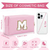Picture of Personalized Initial A-Z Preppy Patch Makeup Bag,Small PU Chenille Letter Cosmetic Bag with Zipper for Teen Girls,Pink Cute Toiletry Organizer Bag,Monogram Makeup Case Gift for Women Girls,Letter M