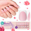 Picture of Beetles French Tip Press On Nails: Valentines Day Gifts for Her 224 Pcs Pink Short Square Press On Nails 4 in 1 Nail Tips 16 Sizes, Pre-Applied Primer and Base Coat, No File Need DIY Manicure