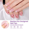 Picture of Beetles French Tip Press On Nails: Valentines Day Gifts for Her 224 Pcs Pink Short Square Press On Nails 4 in 1 Nail Tips 16 Sizes, Pre-Applied Primer and Base Coat, No File Need DIY Manicure