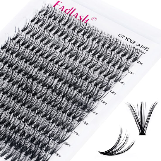 Picture of Lash Clusters 12-18mm Mix Individual Lashes Cluster Black Volume Eyelash Clusters Long Individual Lash Extensions C Curl Cluster Lashes DIY Eyelash Extension (30D-0.07C, 12-18mm)