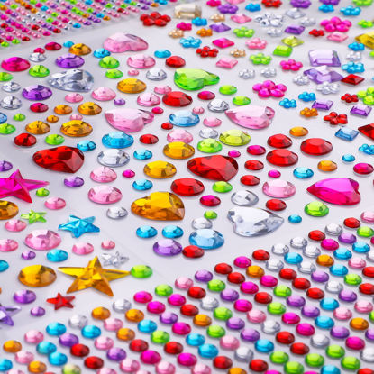 Picture of Gem Stickers, 1510pcs Rhinestone Stickers for Crafts, Self Adhesive Jewel Stickers, Acrylic Bling Gems Jewels Stickers for Crafts, Stick on Gems for DIY, Crafts, Craft Supplies for Kids
