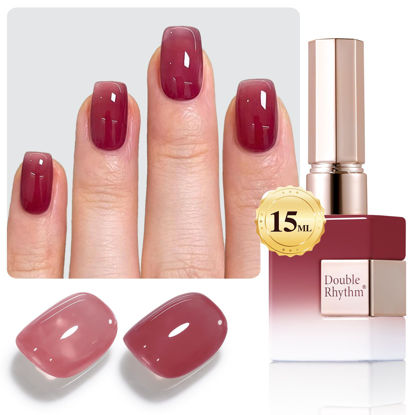 Picture of Double Rhythm Translucent Gel Polish Sheer Neutral Natural Light Milky Same Color Same Bottle 15ML Jelly Nail Polish Nail Art DIY at Home (Pink Purple-A1375)