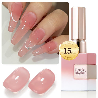 Picture of Double Rhythm Translucent Gel Polish Sheer Neutral Natural Light Milky Same Color Same Bottle 15ML Jelly Nail Polish Nail Art DIY at Home (Nude Milky Pink-A1384)