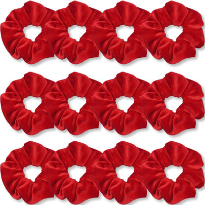 Picture of IVARYSS Red Scrunchies, Premium Velvet Soft Hair Scrunchy, Solid Colors Thick Elastic Bands, Hair Accessories for Women and Girls, 12 Pack