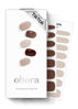 Picture of ohora Semi Cured Gel Nail Strips (N Roasting) - Brown, Solid, Works with Any UV/LED Nail Lamps, Salon-Quality, Long Lasting, Easy to Apply & Remove - Includes 2 Prep Pads, Nail File & Wooden Stick