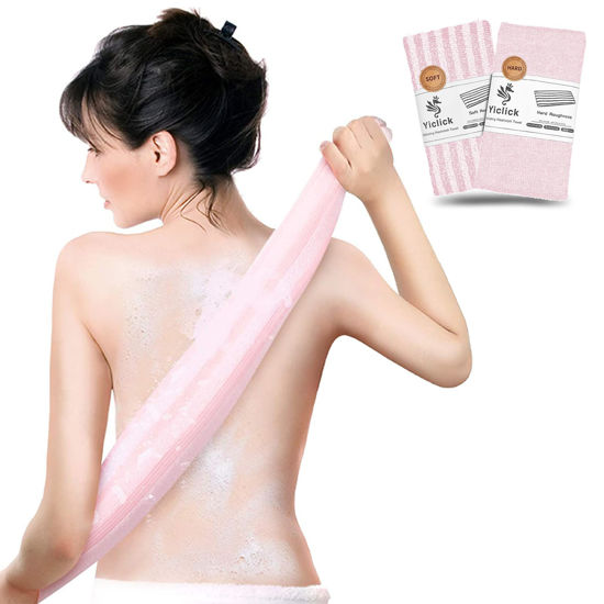 Picture of Yiclick Exfoliating Washcloth Towel - Exfoliating Body Scrubber, Loofah Wash Sponge - Korean & Japanse & African Washcloth - Soft + Rough Exfoliating Back Scrubber - for Senstive and Rough Skin