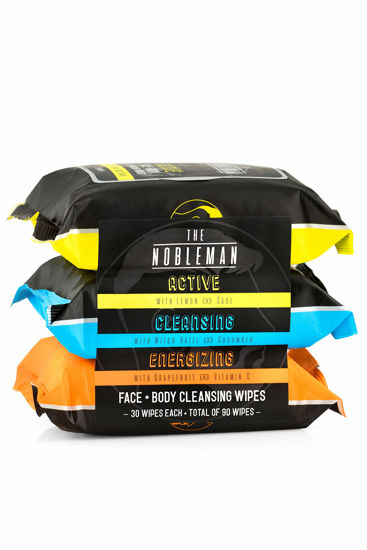 Picture of Men's Active/Cleansing/Energizing Face + Body Cleansing Wipes - 3 Pack (90ct)
