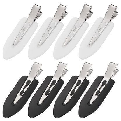 Picture of MADHOLLY 8Pcs No Bend No Crease Hair Clips - Styling Duck Bill Clips Alligator Hair Barrettes for Styling Sectioning for Salon Hairstyle Hairdressing Bangs Waves Woman Girl Makeup, Black & White