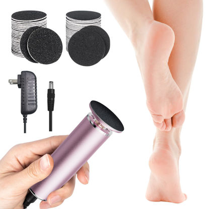 Picture of krofaue Electronic Foot File Grinder with 60pcs Replacement Sandpaper Disk, Powerful Electric Callus Remover Professional Pedicure Tool for Men Women Dead Cracked Hard Skin Calluses