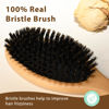 Picture of BLACK EGG Boar Bristle Hair Brush for Women Men Kid, Soft Natural Bristles Brush for Thin and Fine Hair, Restore Shine and Texture, Set includes Bamboo comb and 3 hair ties