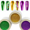 Picture of Laza 3 Colors Mardi Gras Chrome Nail Powder Mirror Effect Metallic Dust Holographic Glitter Manicure Decoration Reflective Pigment for DIY Gel Polish Nail Art, Resin Craft, Gifts - Gold Green Purple