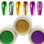 Picture of Laza 3 Colors Mardi Gras Chrome Nail Powder Mirror Effect Metallic Dust Holographic Glitter Manicure Decoration Reflective Pigment for DIY Gel Polish Nail Art, Resin Craft, Gifts - Gold Green Purple