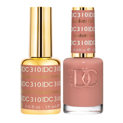 Picture of DND DC Gel Polish Set, Deep Nude Collection, UV/LED Gel Polish and Air Dry Nail Lacquer, Matching Chip-Free Polish Duo, 310 Confetti, 0.5 Fl Oz