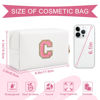Picture of Personalized Makeup Bag Initial A-Z Preppy Patch Bag,Small PU Leather Travel Cosmetic Bag Pouch with Zipper,White Cute Toiletry Bag,Gift Ideal for Teen Girls Women Birthday Friend Mom,Letter C