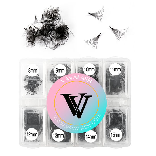 Picture of VAVALASH 600 Fans Premade Fans Eyelash Extensions 5D 6D 7D 8D 10D 12D 14D 16D 24D Premade Lash Fans 8-15mm Mixed Length Promade Loose Fans Thin Base Premade Volume Lash Extension(12D-0.07-D-8-15mm)