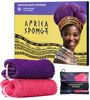 Picture of African Net Sponge Authentic - 2 Pieces Exfoliating Body Scrubber Bath Sponge - Back Scrubber Washcloth for Shower with Travel Bag - Real African Scrub Exfoliator Body Care Bathing Accessorie