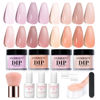 Picture of AZUREBEAUTY Dip Powder Nail Starter Kit, 4 Colors Translucent Jelly Nude Gentle Pink Dipping Powder System Liquid Set with Base & Top Coat Activator for French Nail Art Manicure Salon DIY