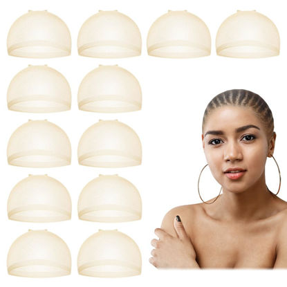 Picture of Dreamlover HD Wig Cap for Women Lace Front Wig, HD Cap for Wigs, Transparent Wig Cap for Women, Bald Cap for Woman, Bald Cap for Wigs, Beige, 12 Pieces