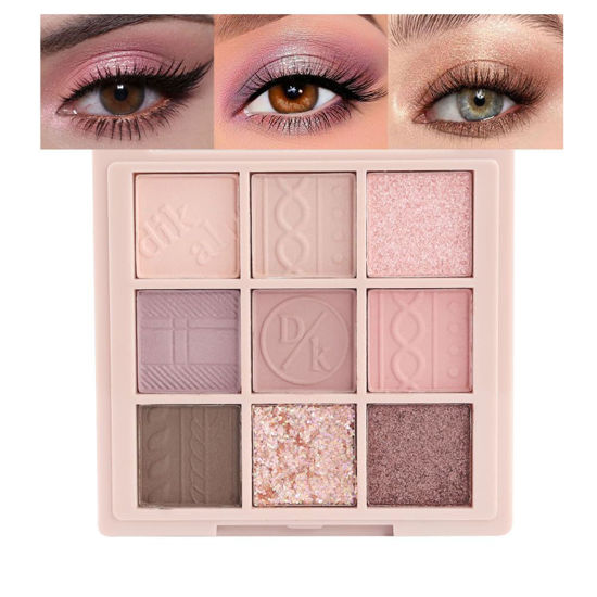 Picture of CAKAILA 9Colors Eye Shadow Palette Makeup,Pink Rose Gold Purple Mauve Neutral Travel Eyeshadow Palette Highly Pigmented Long Lasting Waterproof Naturing-Looking Eyeshadow Palette Travel Size Gift Kit